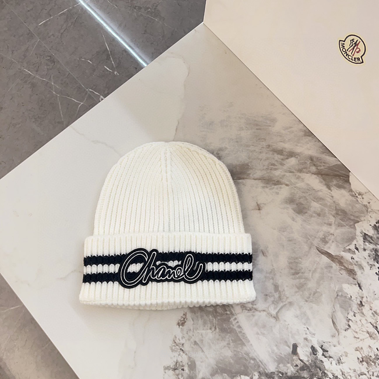 Chanel Knitted Cold Hat White Black Gray Brown (13) - newkick.org